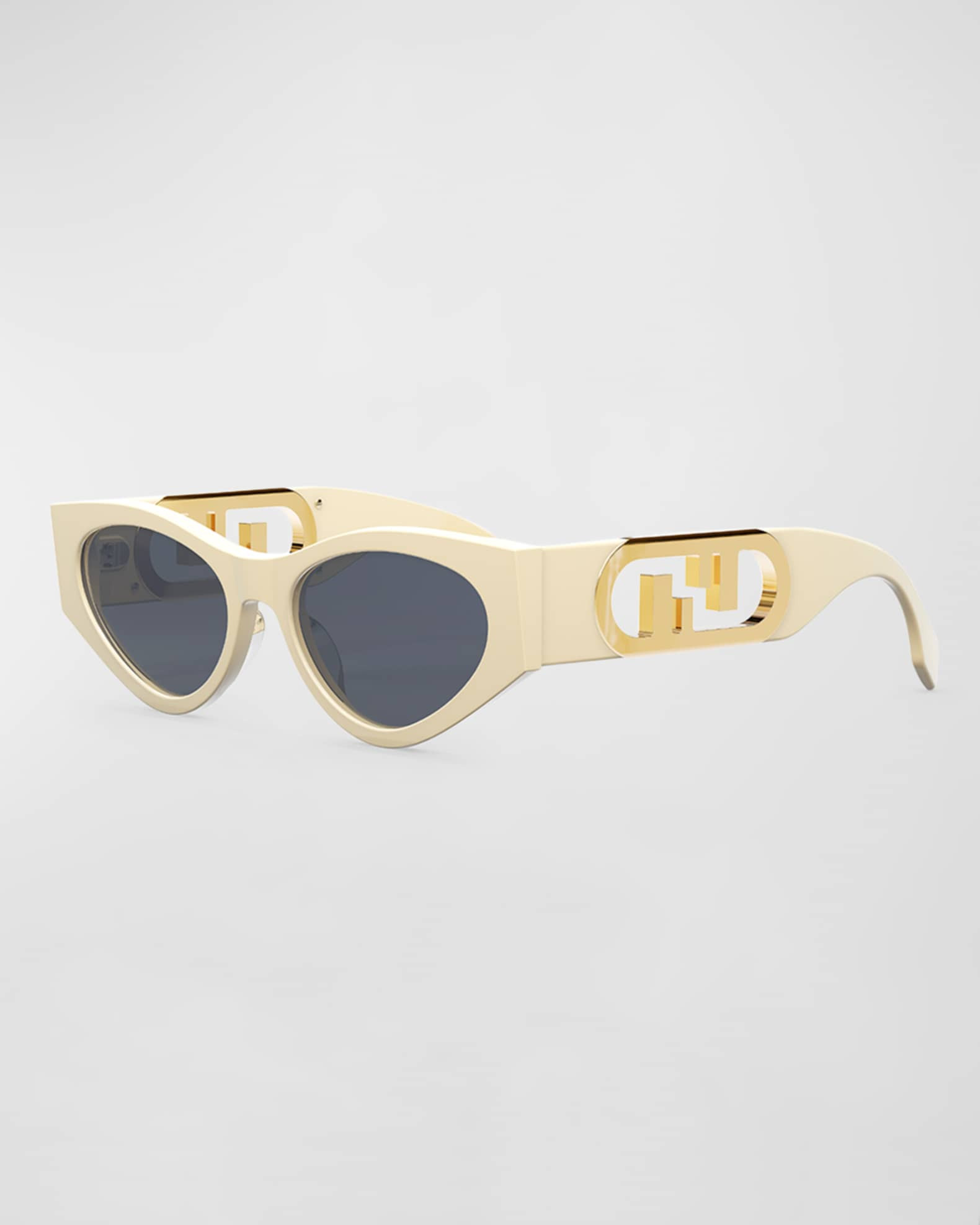Fendi FF Cutout Oval Acetate Sunglasses | Neiman Marcus