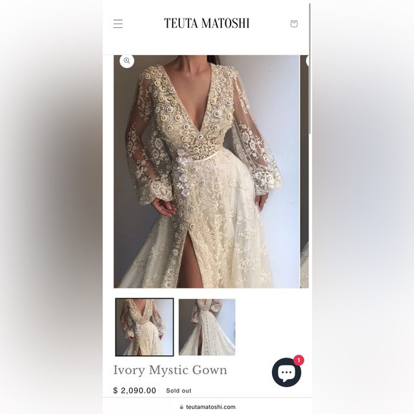 TEUTA MATOSHI Brand new never worn beautiful custom made white Gown PROM WEDDING | Poshmark