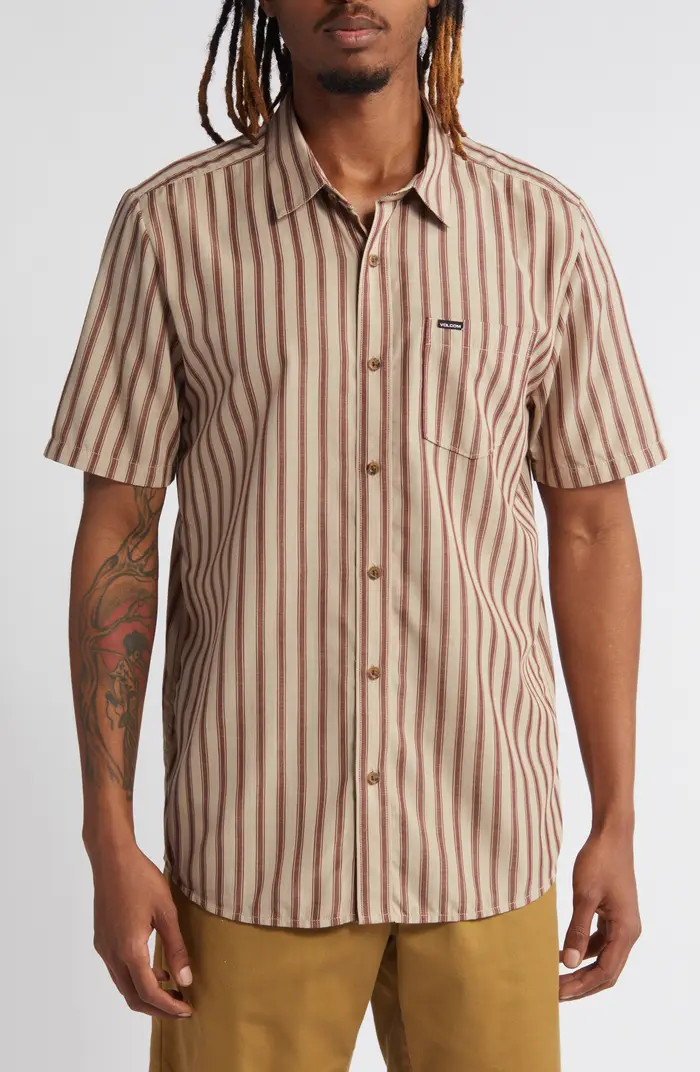 Volcom Arvostripe Short Sleeve Button-Up Shirt | Nordstrom | Nordstrom
