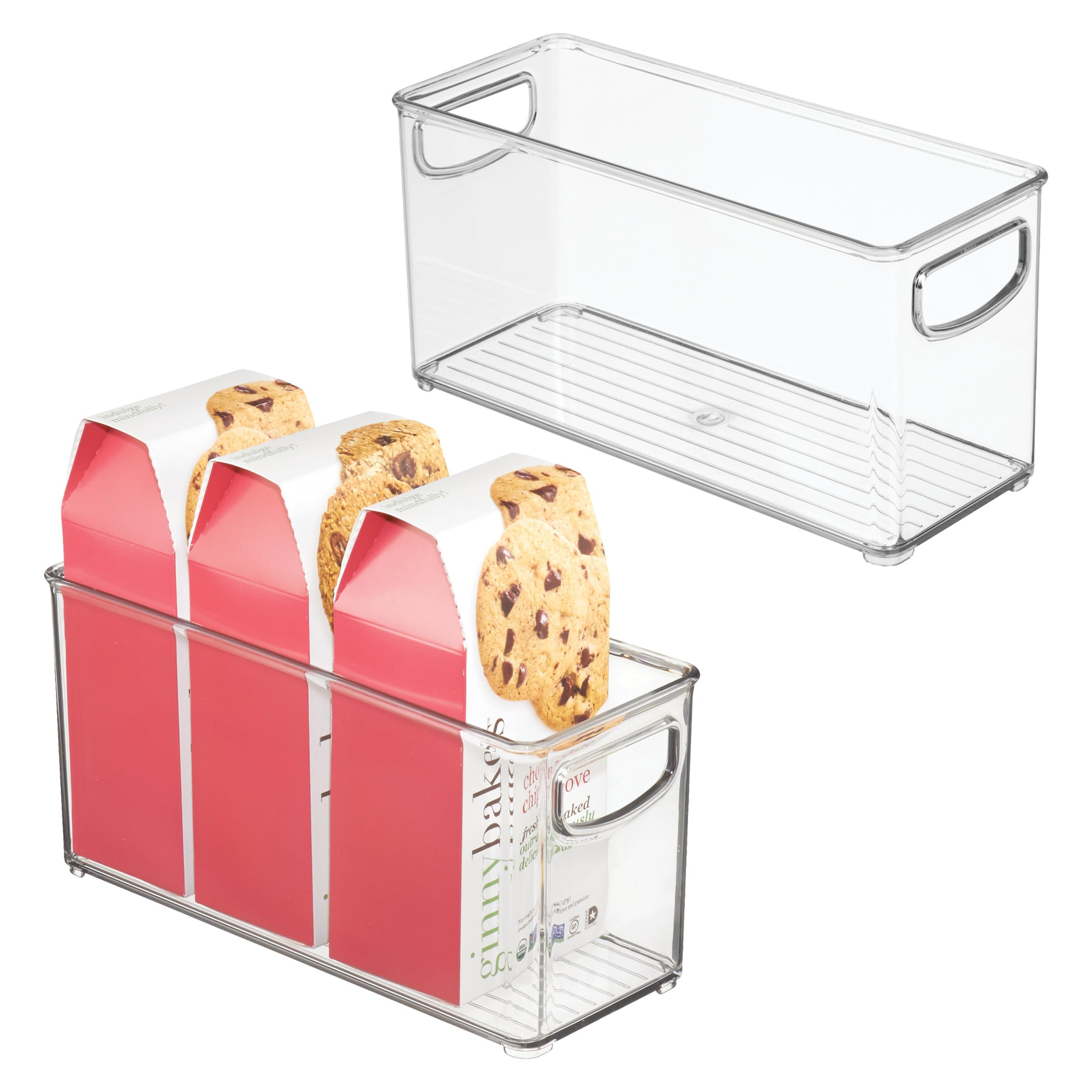 iDesign Plastic Stackable Pantry Bin - Storage Bin with Handles for Cabinets or Fridge - Set of 2... | Amazon (US)