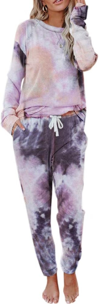 Eurivicy Women's Solid Sweatsuit Set 2 Piece Long Sleeve Pullover and Drawstring Sweatpants Sport... | Amazon (US)