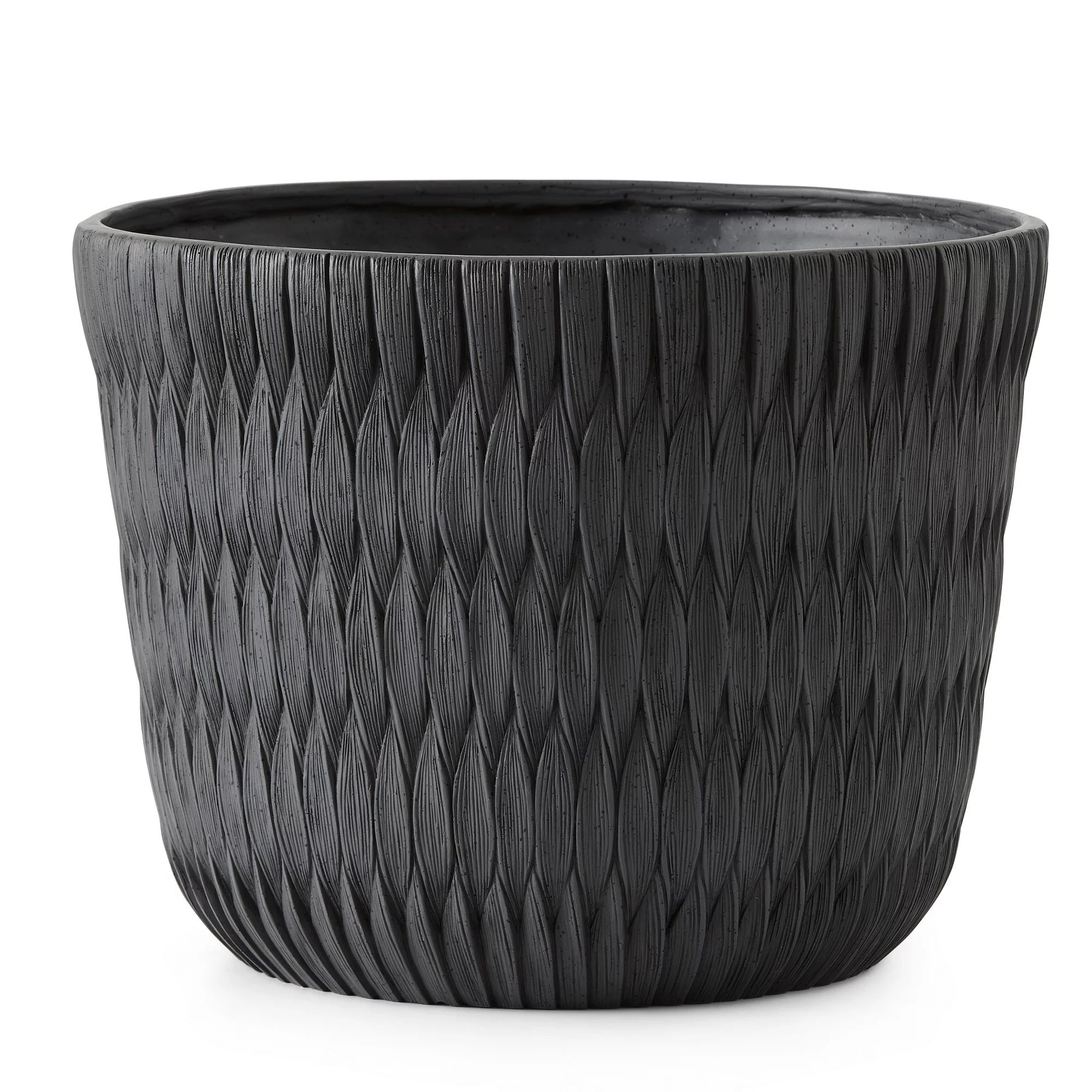 Better Homes & Gardens Carly Black Resin Planter, 15.9in Dia x 12.5in H | Walmart (US)