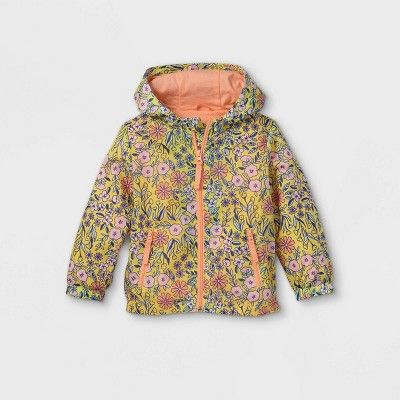 Toddler Girls' Floral Print Windbreaker Jacket - Cat & Jack™ Yellow | Target