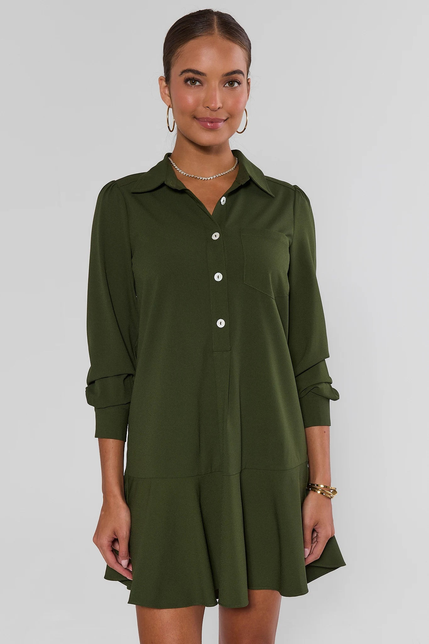 Meagan Olive Drop Waist Dress | Avara