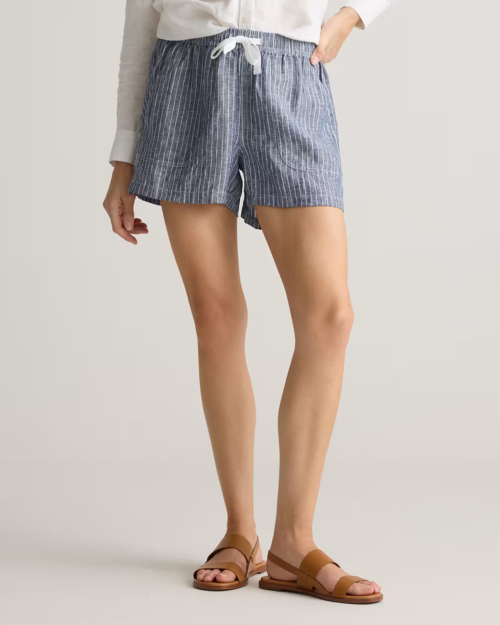 100% European Linen Shorts in Chambray Stripe | Quince