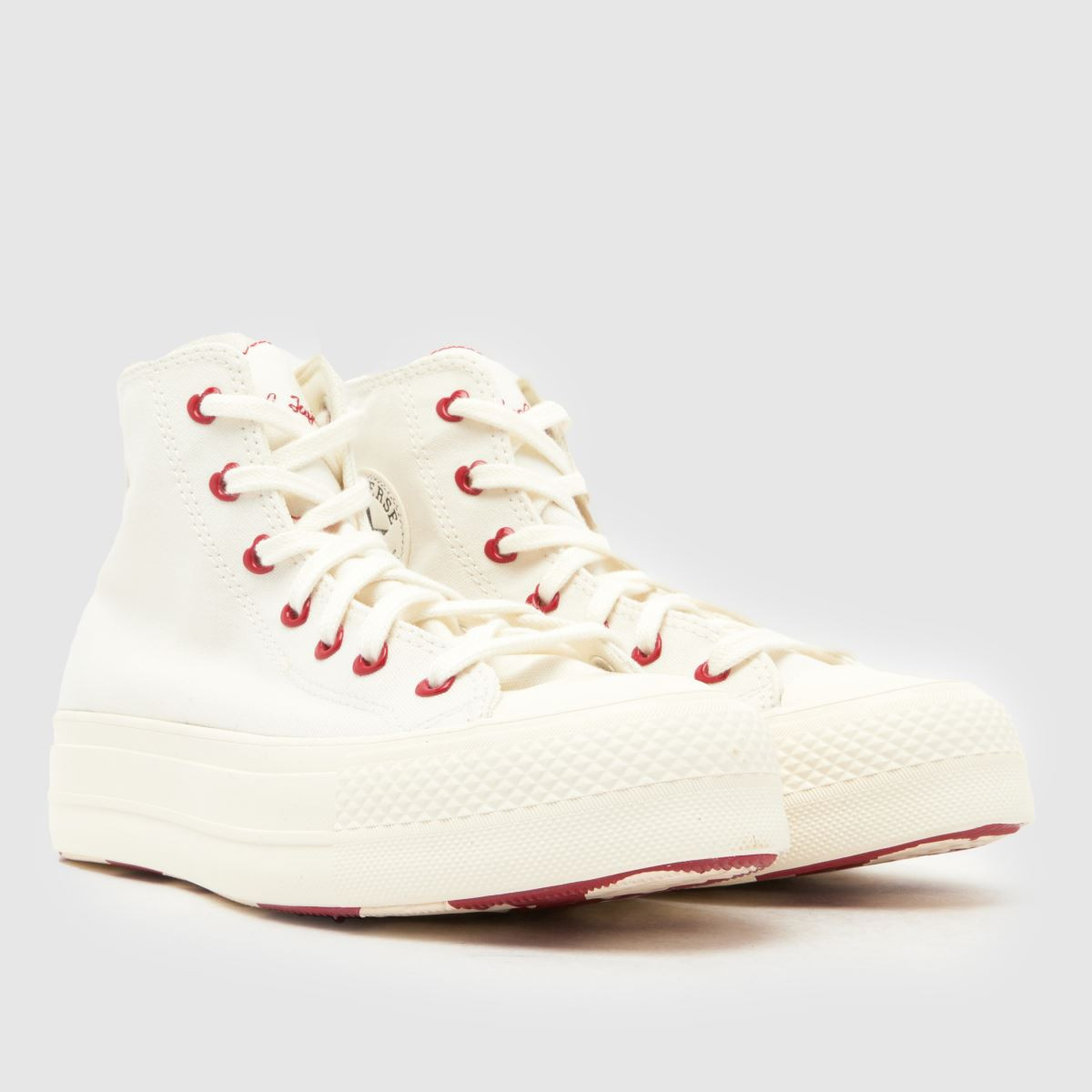 Womens White & Red Converse Chucks in Love All Star Lift Trainers | schuh | Schuh