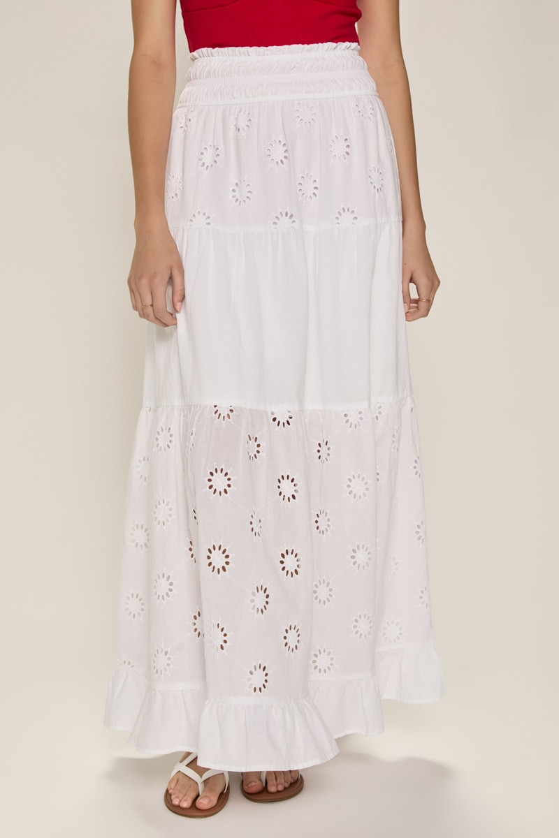 Phoebe Eyelet Maxi Skirt | Francesca's