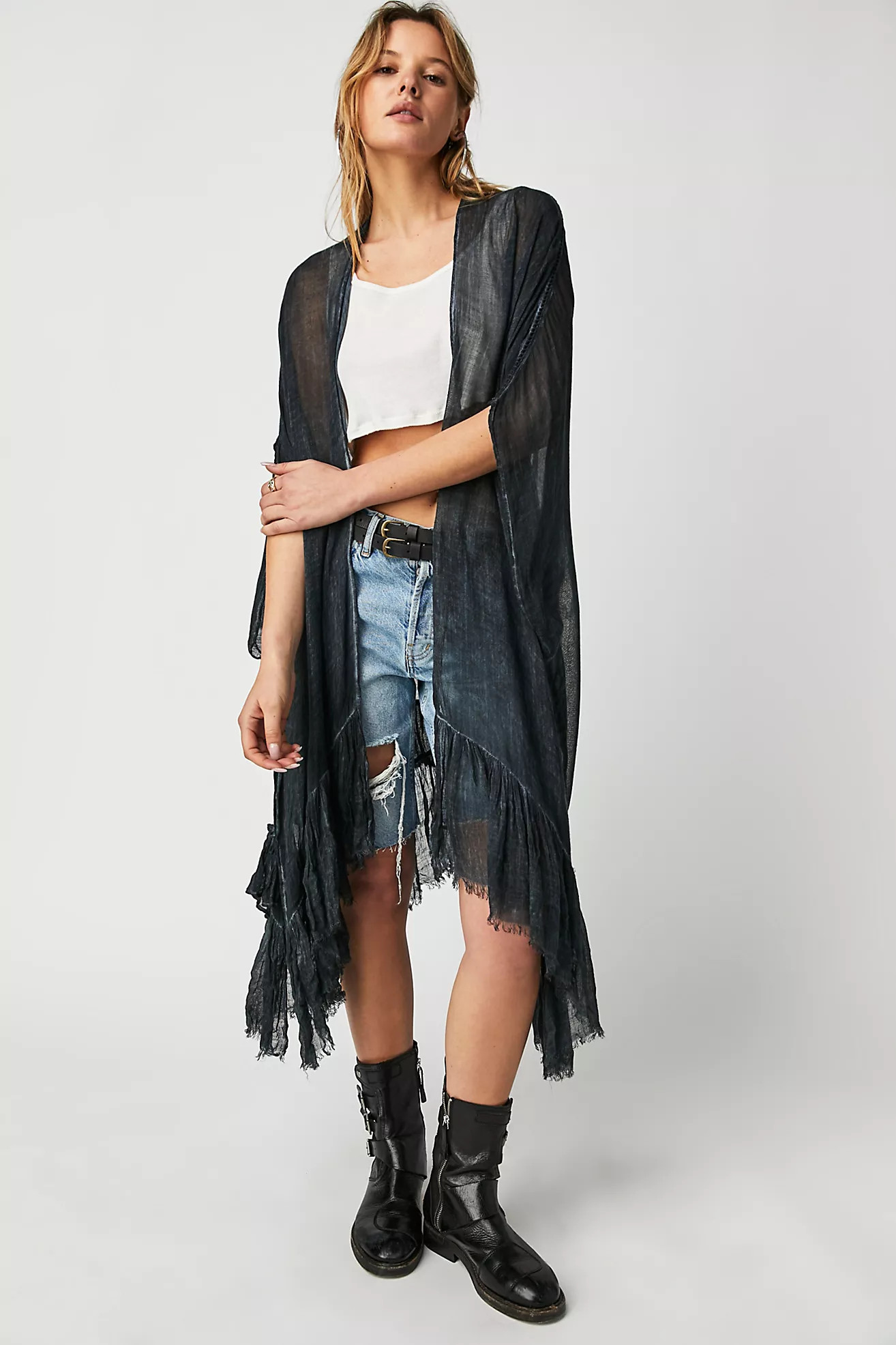 Whisper Washed Ruffle Kimono | Free People (Global - UK&FR Excluded)