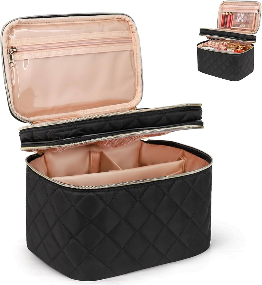 Relavel Bolsa de maquillaje, organizador de maquillaje, bolsa de cosméticos de viaje de gran cap... | Amazon (US)