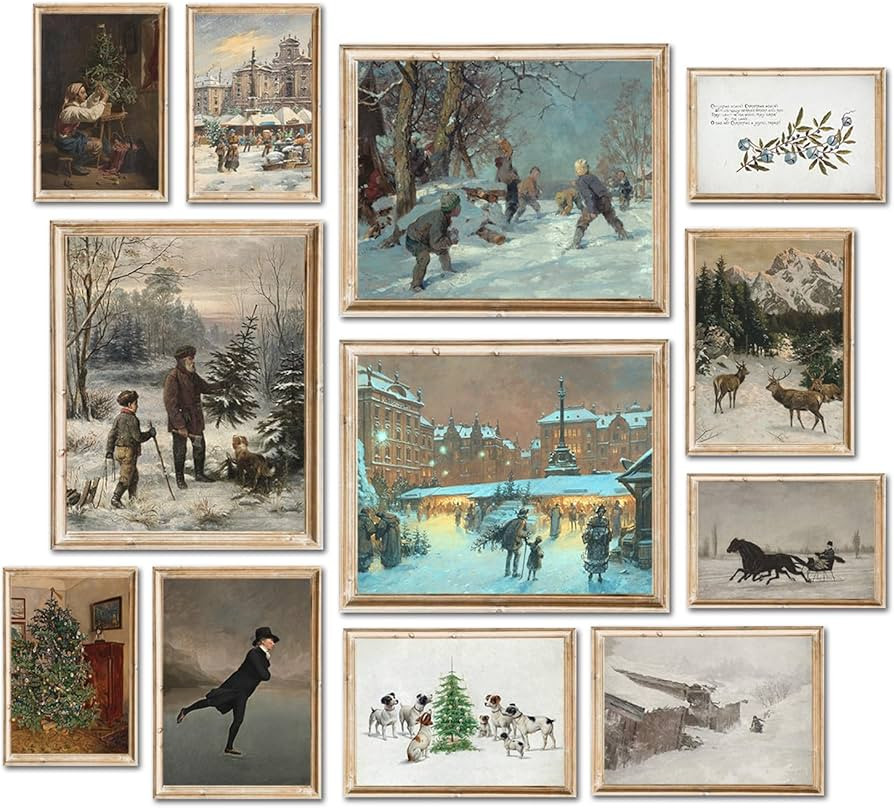 Elegend Vintage Christmas Posters - 12 Pcs, Christmas Prints, vintage christmas wall art, Winter ... | Amazon (US)