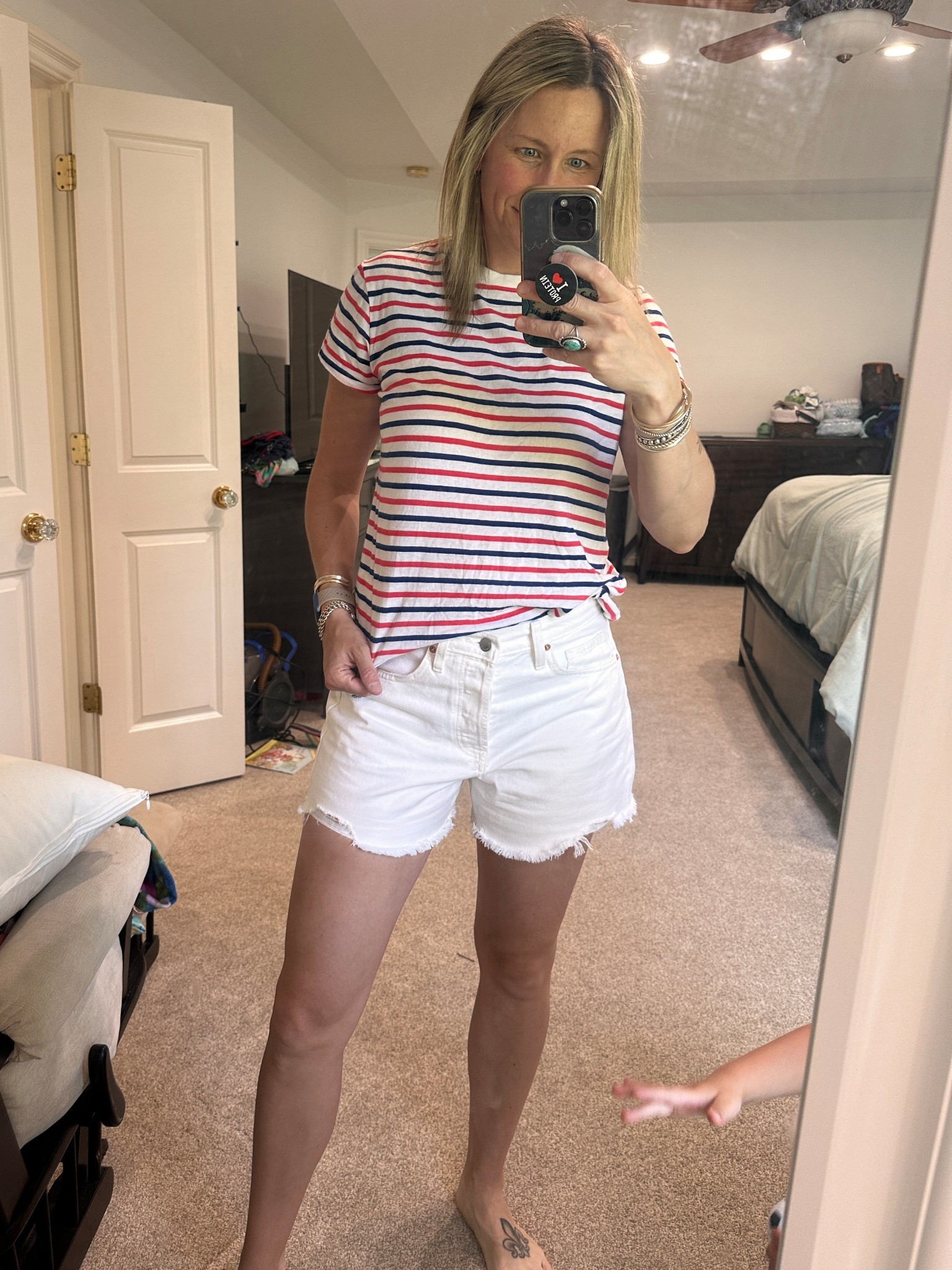The best t shirt, perfect for the summer holidays! And love these shorts, wearing my normal size 6, no need to size up ( I usually do in shorts). They have just enough stretch! 

#LTKSummerEdit #LTKFindsUnder50 #LTKSeasonal