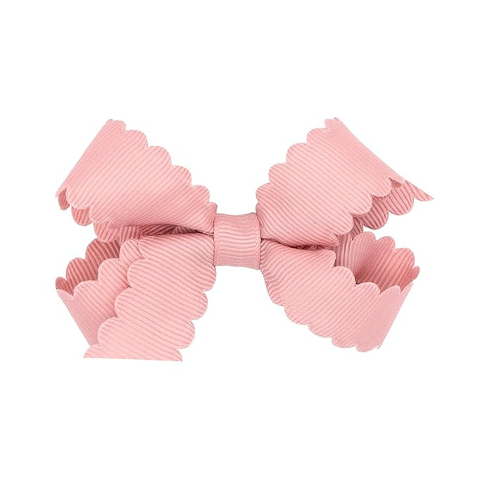 Wee Ones Girls' Classic Grosgrain Hair Bow with Scalloped Edges and Plain Wrap Center on a WeeSta... | Amazon (US)