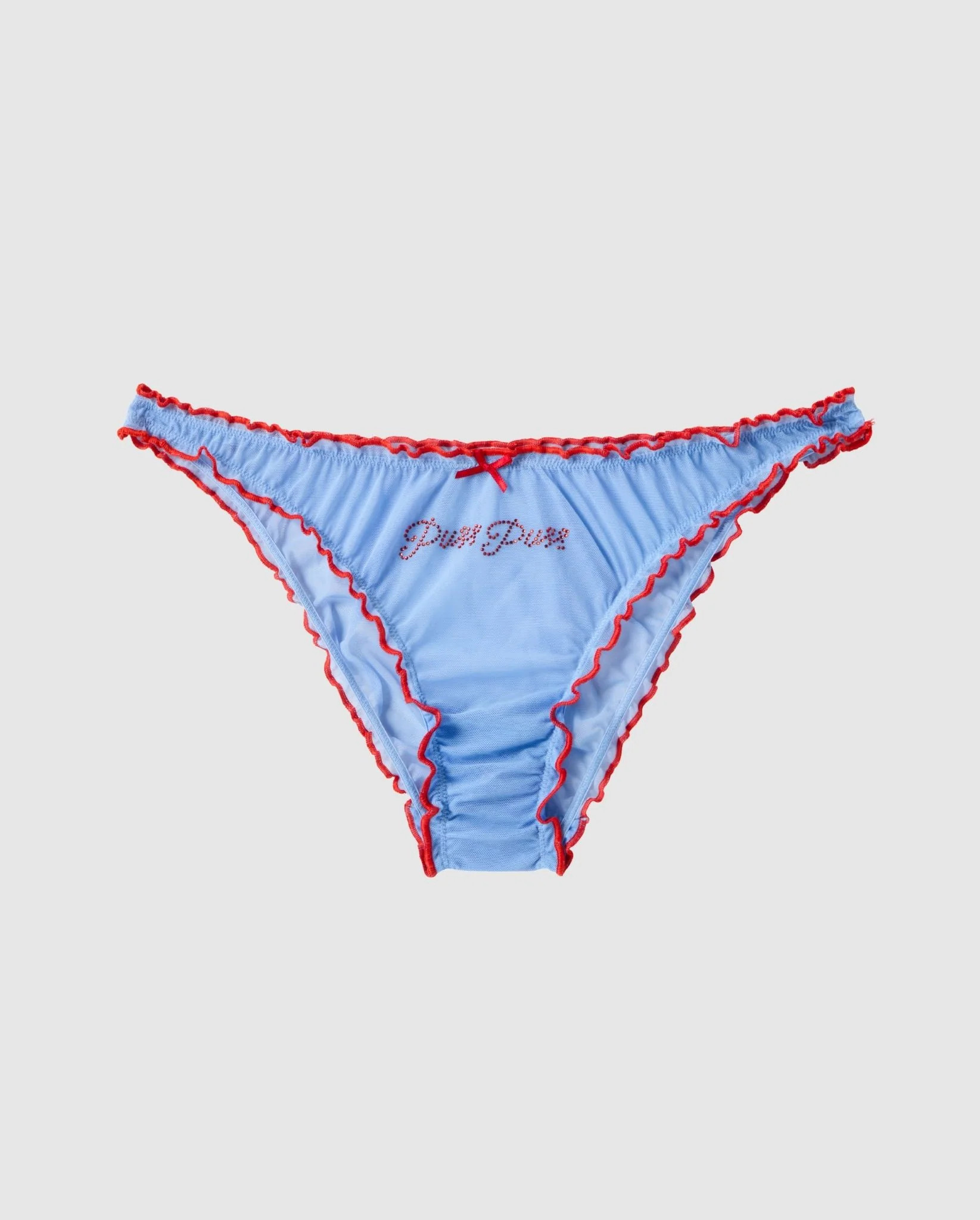Mesh Ruffle Bikini Briefs Light Blue/Fiery Red | Understatement