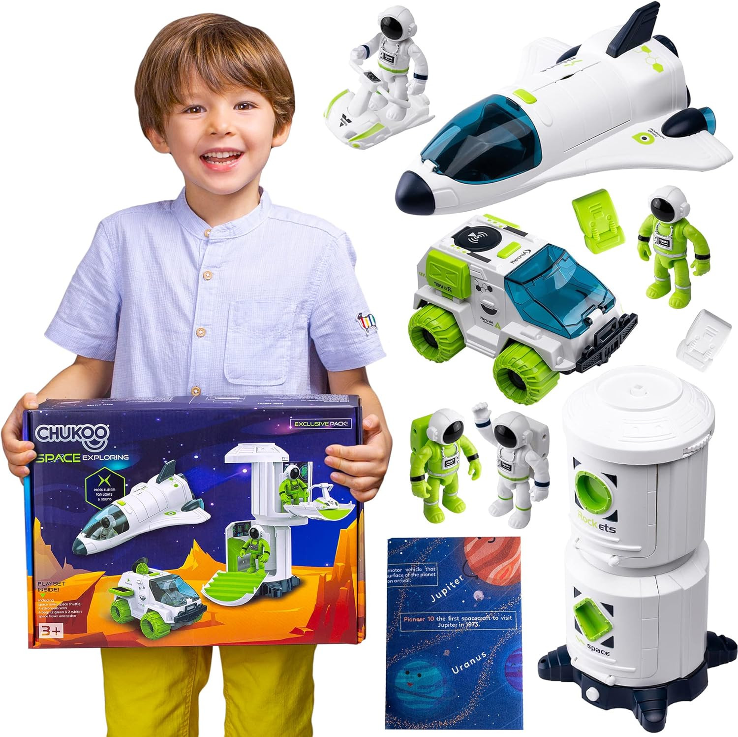 CHUKOO Space Toys for Kids 3 4 5 6 7 8, Space Shuttle with Rocket Ship Toys for Kids, 4 Astronaut... | Amazon (US)