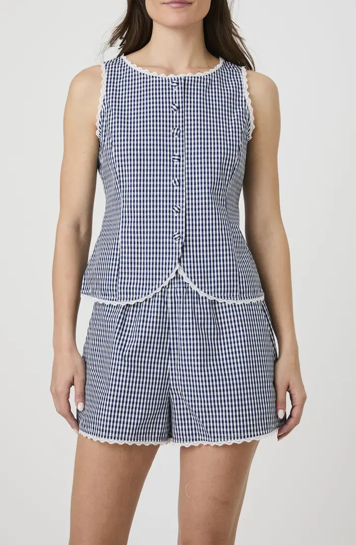 French Connection Lace Trim Gingham Vest | Nordstromrack | Nordstrom Rack