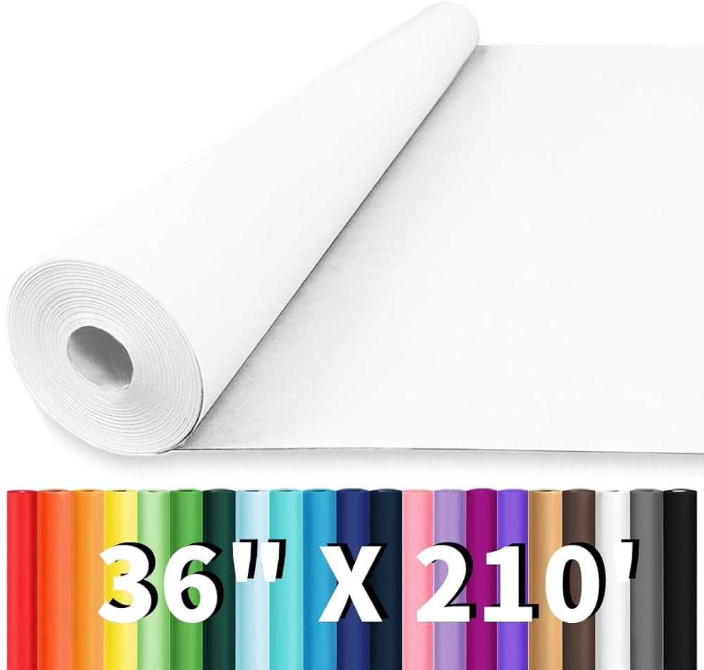 36" x 2520" (210') White Wrapping Paper Jumbo Rolls, White Kraft Paper Roll, Easel Painting Drawi... | Amazon (US)