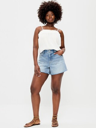 Curvy High-Waisted Baggy Jean Shorts -- 5-inch inseam | Old Navy (US)