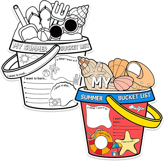 My Summer Bucket List Activity Poster for Kids -36Pcs Bulk Color Your Own Summer Bucket List Pers... | Amazon (US)