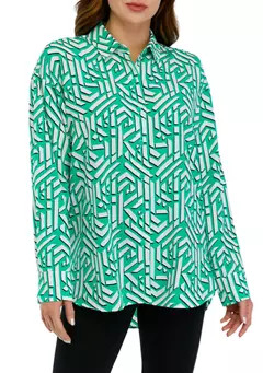 KARL LAGERFELD PARIS Women's Geo Printed Button Front Blouse | Belk