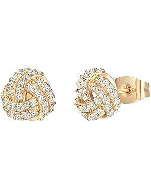 PAVOI 14K Gold Plated Sterling Silver Post Love Knot Stud Earrings | Gold Earrings for Women | Amazon (US)