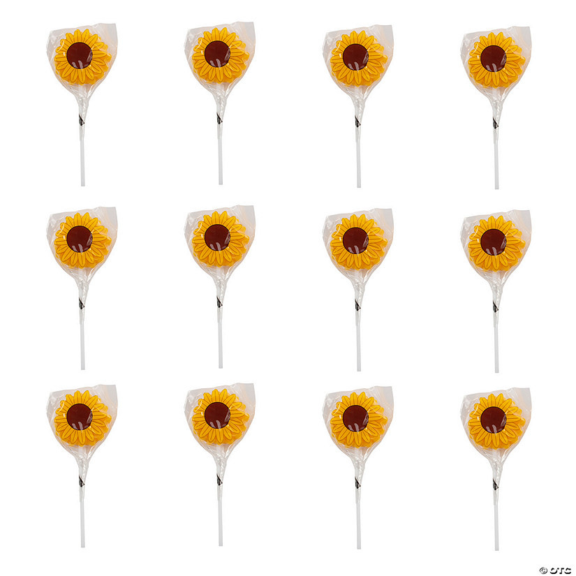 1 3/4" 7 oz. Sunflower-Shaped Wrapped Lemon Lollipops - 12 Pc. | Oriental Trading Company