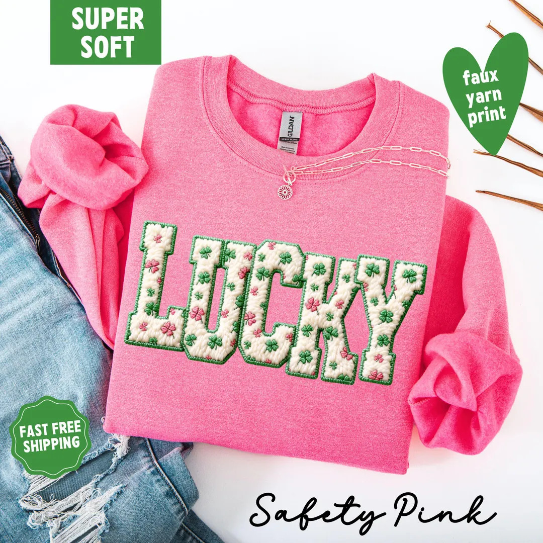 Lucky St Patrick Sweatshirt, St Patrick's Day Crewneck, Faux Yarn Patricks Day, St. Patty's Day S... | Etsy (US)