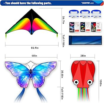 SGftre 3 Piece Set Butterfly Delta Octopus Kites for Kids and Adults，Easy to Fly for Outdoor Ad... | Amazon (US)