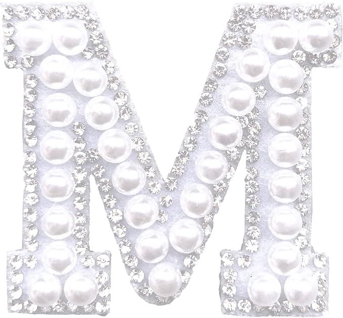 Rhinestone Iron On Patches, Sparkly Rhinestone and Elegant Pearls English Letter A-Z Clothing Dec... | Amazon (US)