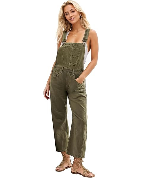 Ladyful Women's Denim Overall Casual Straight Wide Leg Bib Jeans Overall Adjustable Straps Denim ... | Amazon (US)