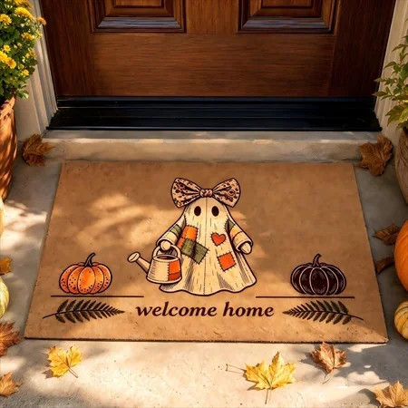 Cozy Thanksgiving Decor Ghost Pumpkin Faux Coir Welcome Mats Non-Slipss Rubber Bottom Fall Front Door Mat Fall Harvests Thanksgiving Indoor Outdoor Floor Mat | Walmart (US)