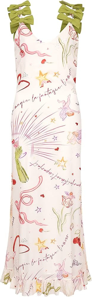 Amazon.com: ADRIANA DEGREAS, Fantasy Long Dress With Bows, Medium, Off White : Luxury Stores | Amazon (US)