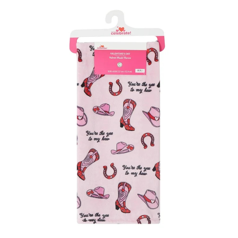 Disco Cowgirl Valentine's Day Plush Throw Blanket 50" x 60", by Way to Celebrate for Adults | Walmart (US)