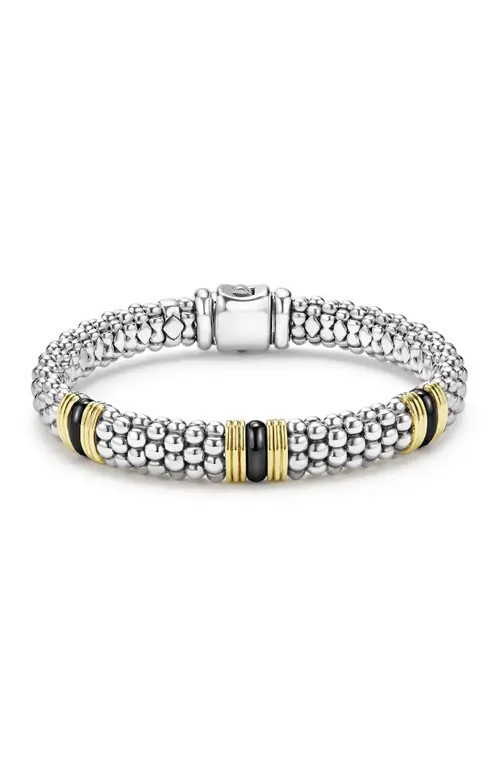 LAGOS Two-Tone Black Ceramic Station Bracelet in Two Tone at Nordstrom, Size 6.5 | Nordstrom