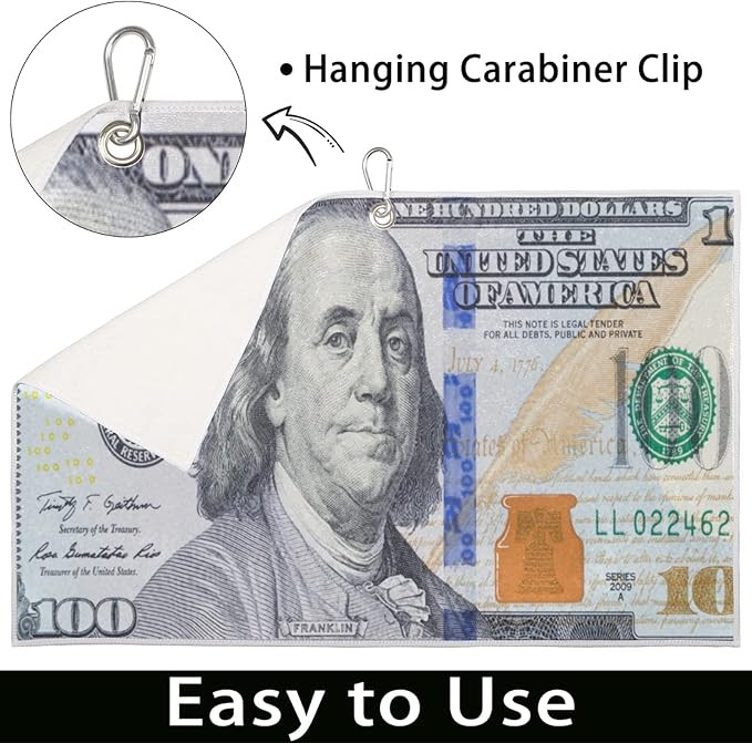Pardick Golf Towel for Men Women Money 100 Dollar Bill, Golf Towels for Golf Bags with Clip Acces... | Amazon (US)