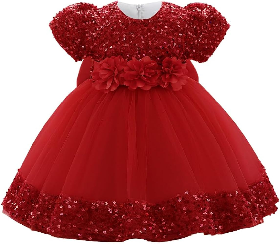 Baby Girls Dress Toddler Party Dress Cute Church Baptism Birthday Party Formal Dress | Amazon (US)