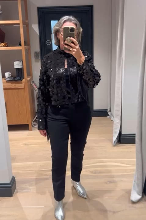 Mint Velvet haul! Party outfit, Christmas party outfit idea, Christmas Day outfit, all black outfit, sparkly top, slim leg trousers, silver boots, silver outfit, New Year’s Eve outfit ideas 

#LTKpartywear #LTKstyletip #LTKuk