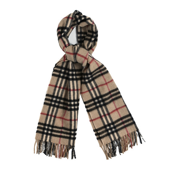 BURBERRY Cashmere House Check Fringe Scarf Camel | FASHIONPHILE (US)