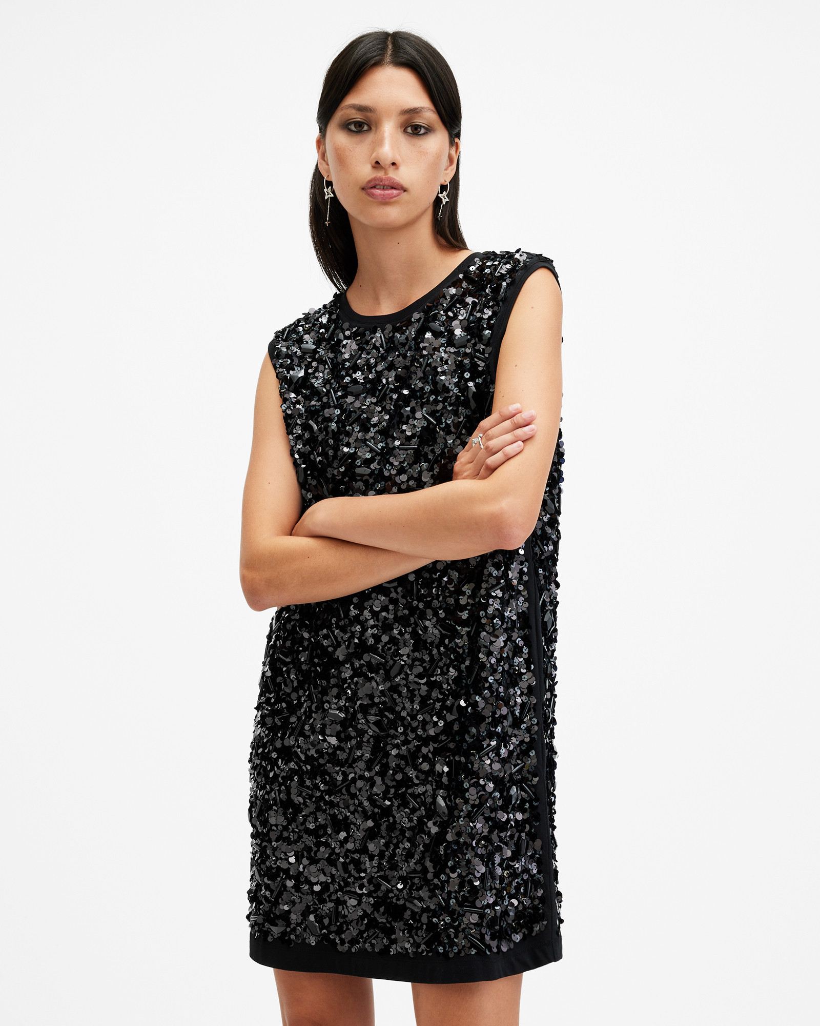 Ilia Embellished Relaxed Fit Mini Dress | AllSaints UK