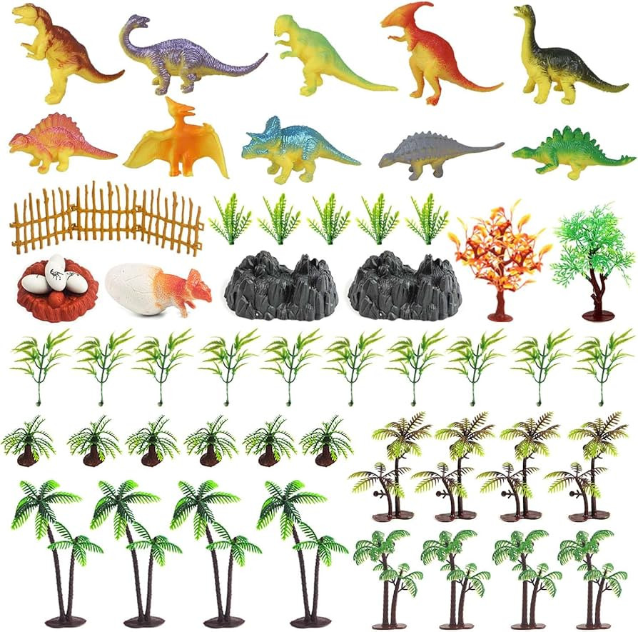56 Pcs Trees Cake Decorations,Dinosaurs Toys Set, Dinosaurs Cake Decorations Model Trees Ho Scale... | Amazon (US)