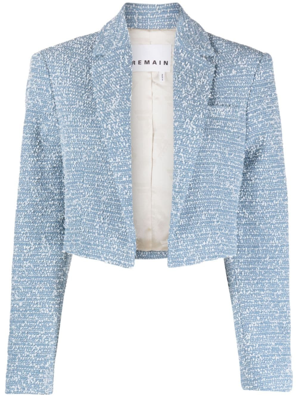 REMAIN cropped tweed jacket - Blue | Farfetch Global