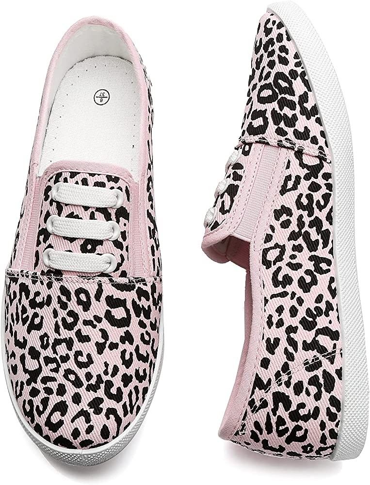 kufeiti Women’s Canvas Slip On Shoes Sneakers for Women Fashion Comfortable White Black Elastic... | Amazon (US)