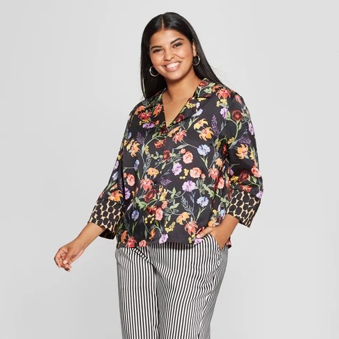 Women's Plus Size Long Sleeve Pajama Shirt Jacket - Who What Wear™ | Target