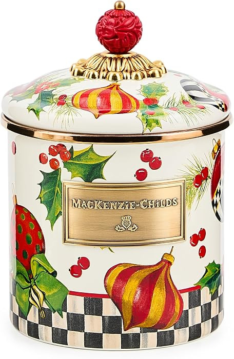 MACKENZIE-CHILDS Enamel Canister, Kitchen Storage Container with Lid, Small, Deck The Halls | Amazon (US)