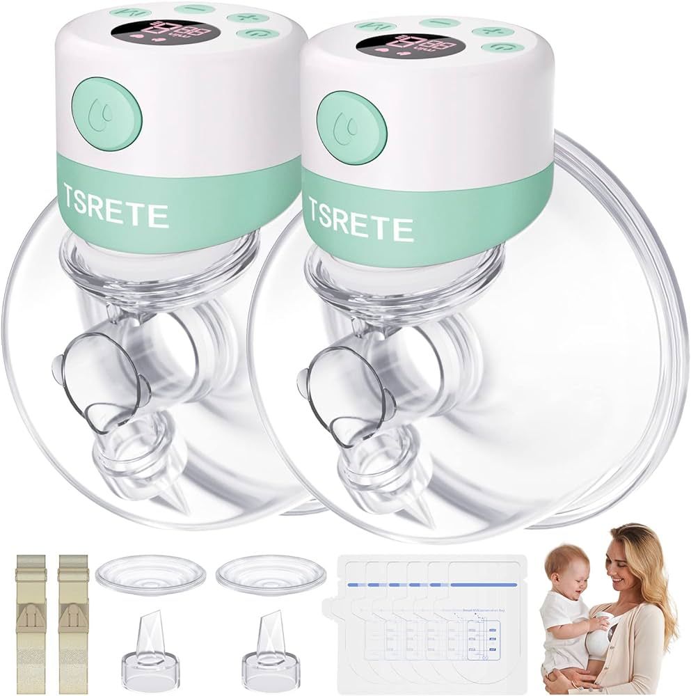 TSRETE Double Wearable Breast Pump, Electric Hands-Free Breast Pumps with 2 Modes, 9 Levels, LCD ... | Amazon (US)