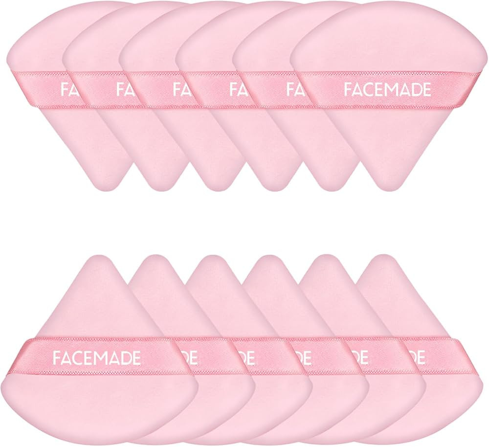 12 Pieces Face Powder Puff with a Travel Case, Soft Makeup Puff with a Container, Triangle Velour... | Amazon (US)