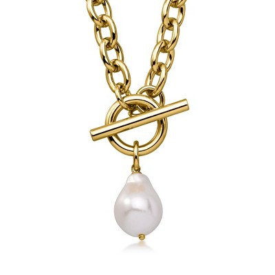 Ross-Simons Italian 14kt Yellow Gold-Plated Necklace With Simulated Baroque Pearl Size 18 | Target