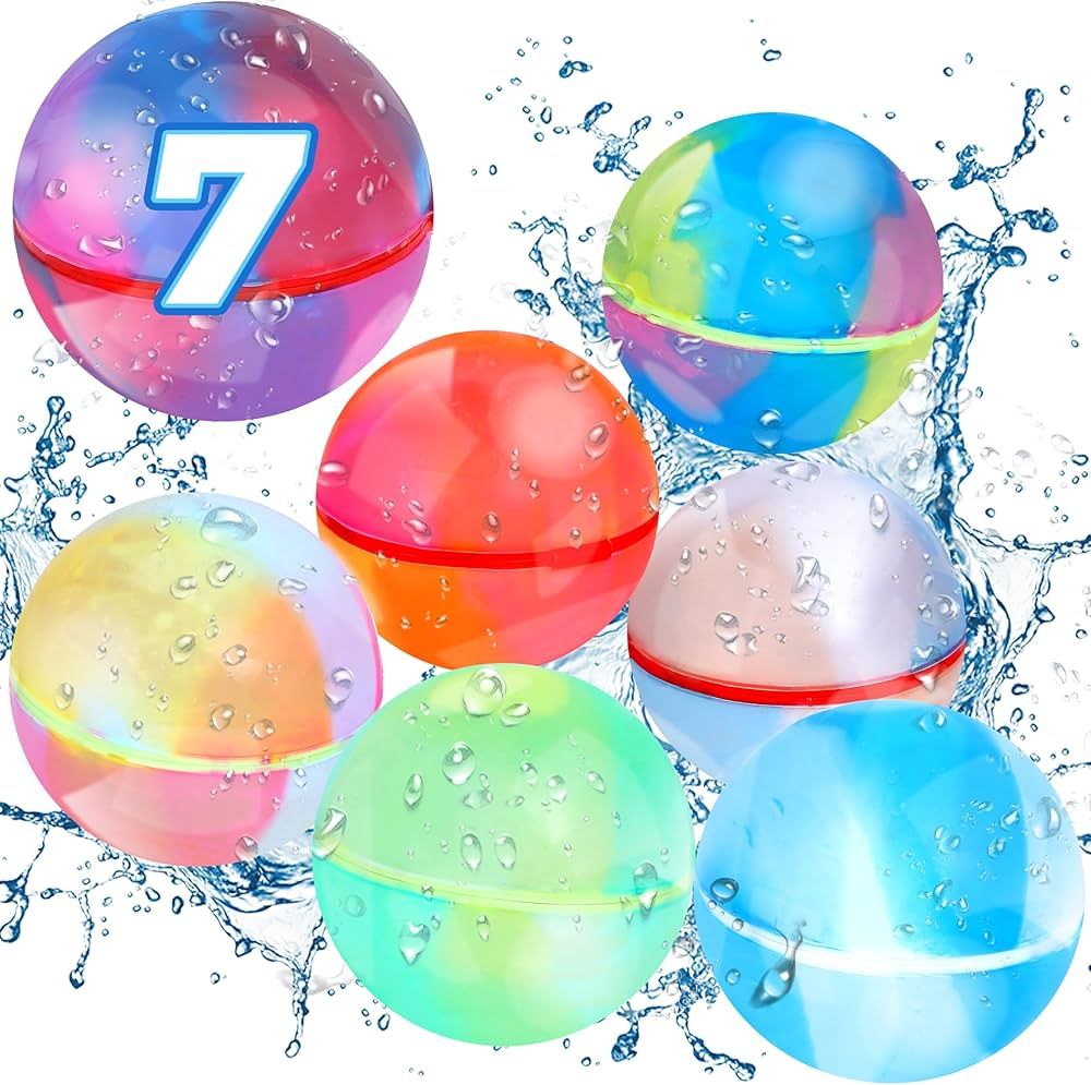 7Pcs-Reusable Water Balloons(Y24GlossyEdition)-Reusable Water Balloons Kid-Refillable Water Ballo... | Amazon (US)