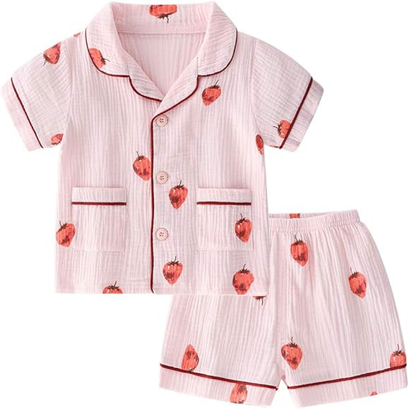 BINIDUCKLING Toddler Button Up Pajamas Summer Pjs for Girls Boys 18 Months - 12 Years | Amazon (US)