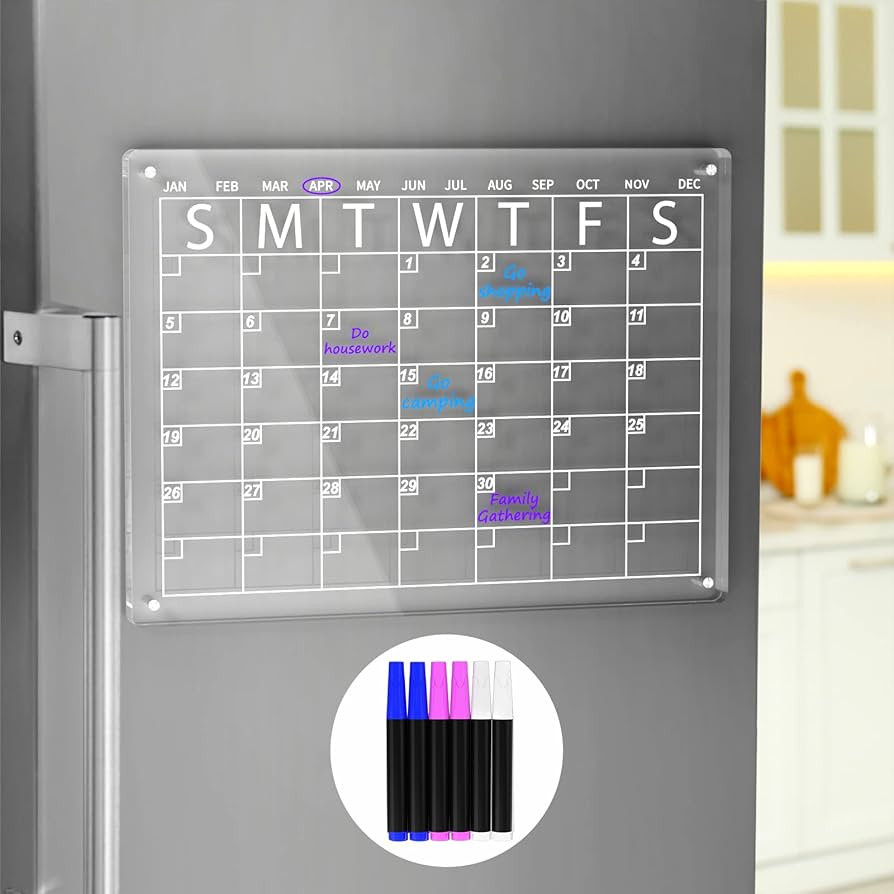 AITEE Acrylic Magnetic Dry Erase Board Calendar for Fridge, 16"x12" Inches Clear Dry Erase Calend... | Amazon (US)