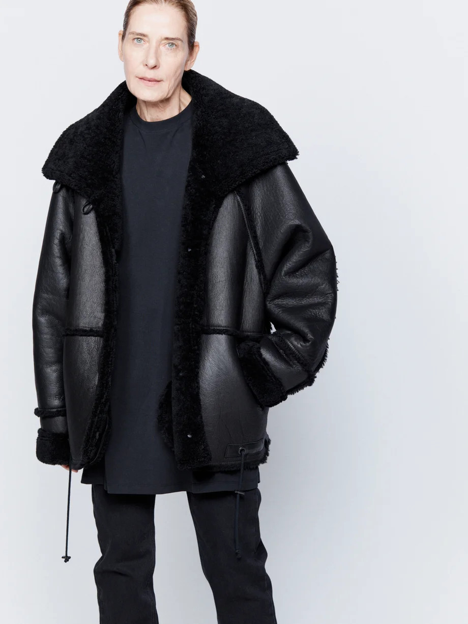 Raglan-sleeve shearling bomber jacket | Matches (US)